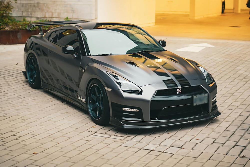 Grey modified Nissan GTR