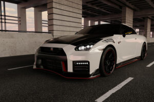 White Nissan GTR driving on highway